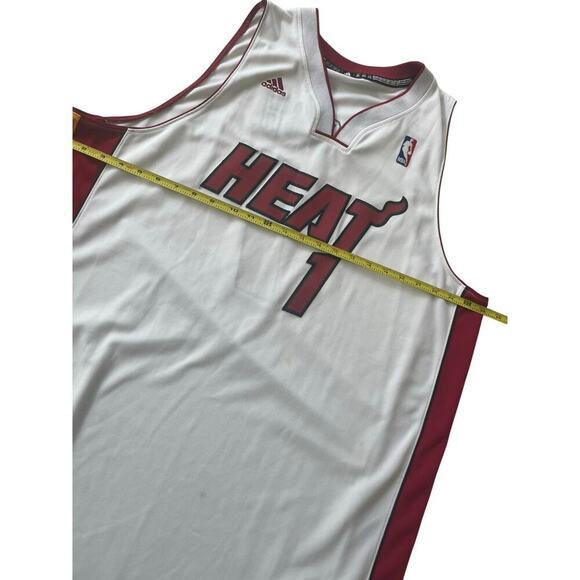 ADIDAS NBA MIAMI HEAT BOSH #1 JERSEY STITCHED WHITE RED SZ XL 2011 BASKETBALL - Picture 5 of 15